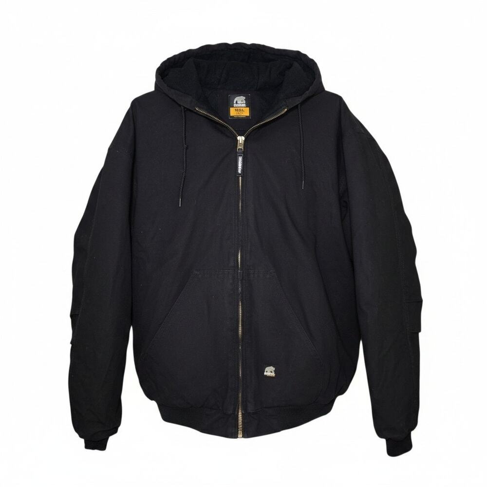 Nwot Berne HJ51 Work Duck Jacket Thick Warm Hooded Quilt Lined Coat Black Winter